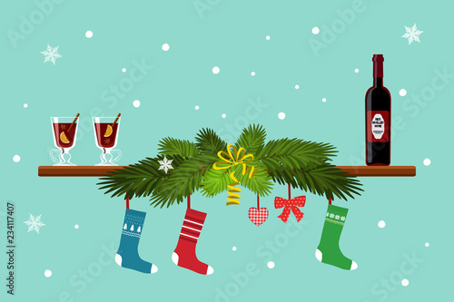 Mulled wine, fir branches and socks for gifts