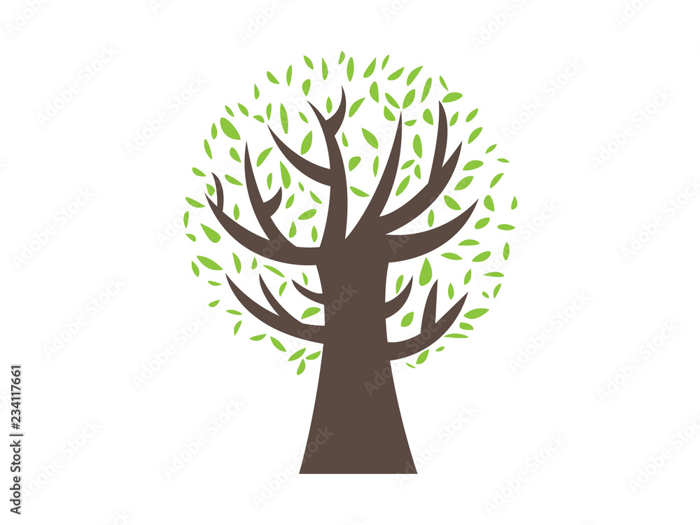Obraz premium Tree rounded leafs illustration vector 