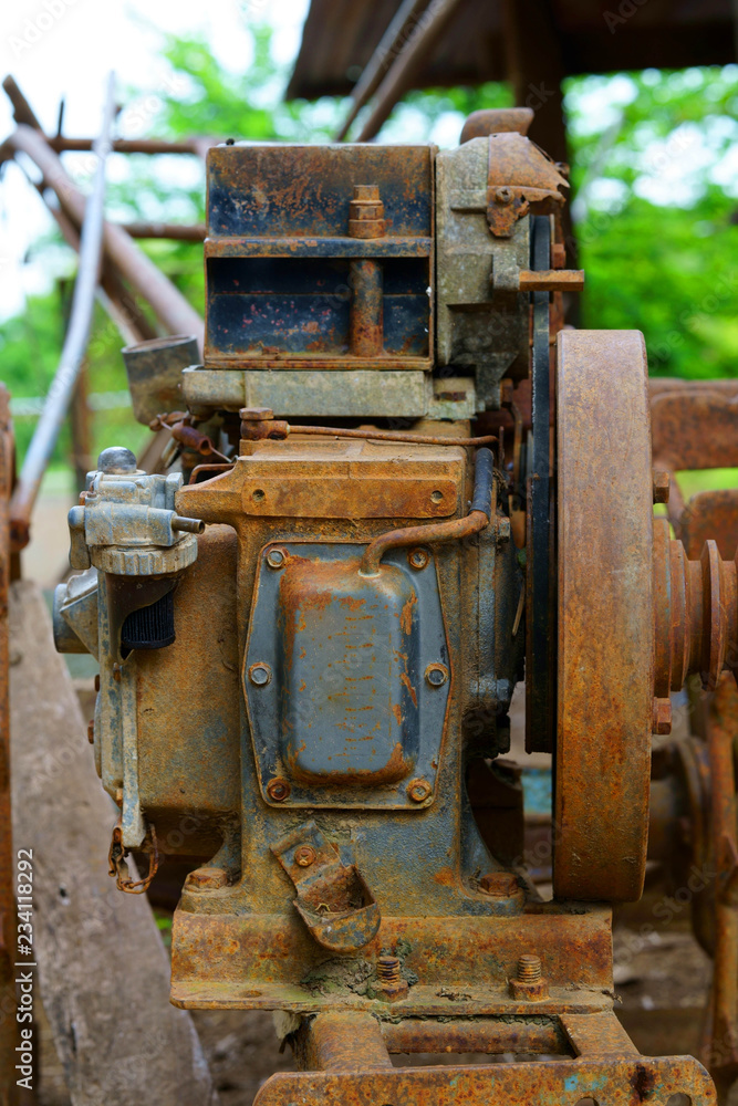 rusty old engine for farm