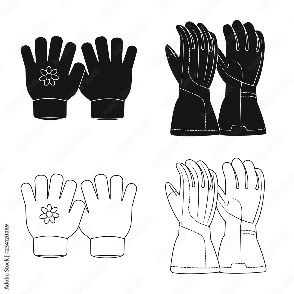 Isolated object of glove and winter symbol. Set of glove and equipment stock symbol for web. Isolated object of glove and winter symbol. Set of glove and equipment stock symbol for web.