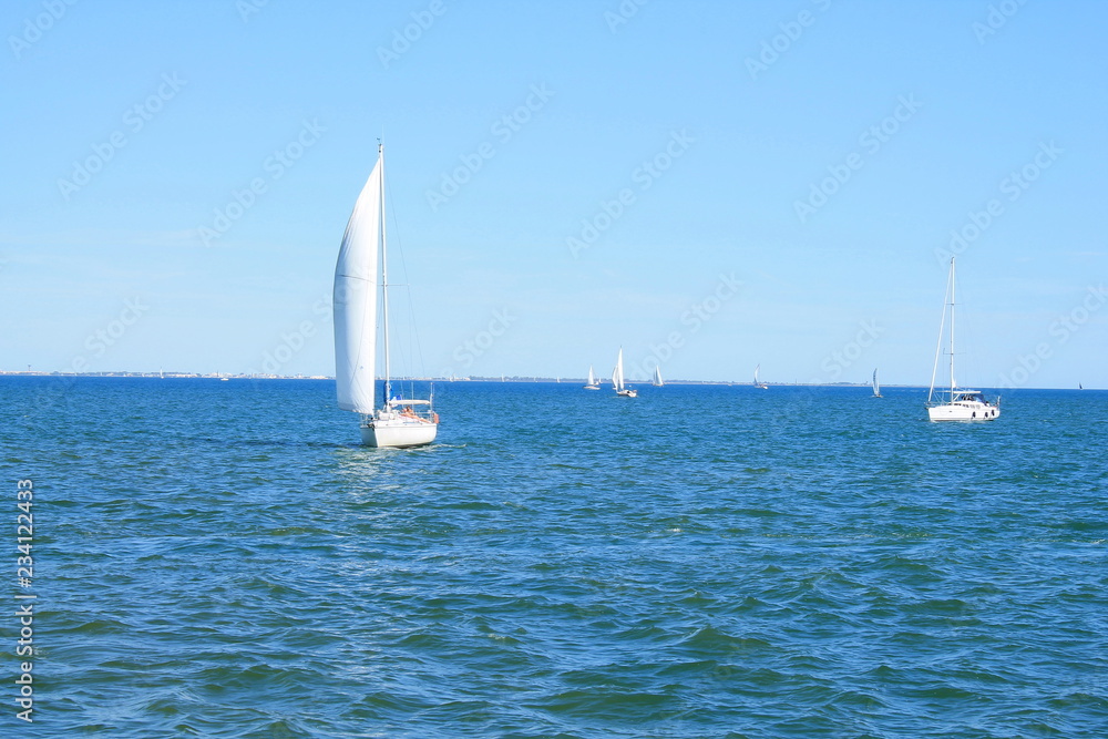 Obraz premium Sail boat in mediterranean sea, France