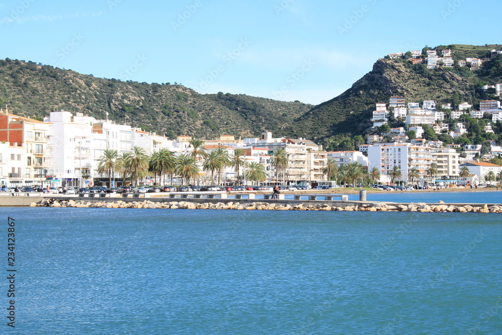 Beautiful city of Roses, Mediterranean town located on the Costa Brava, in Catalonia, Spain