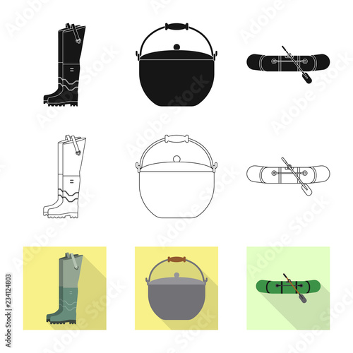 Vector design of fish and fishing logo. Collection of fish and equipment vector icon for stock.