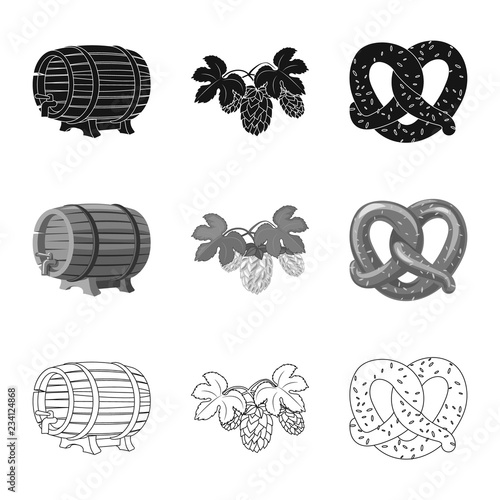 Vector illustration of pub and bar sign. Set of pub and interior vector icon for stock.