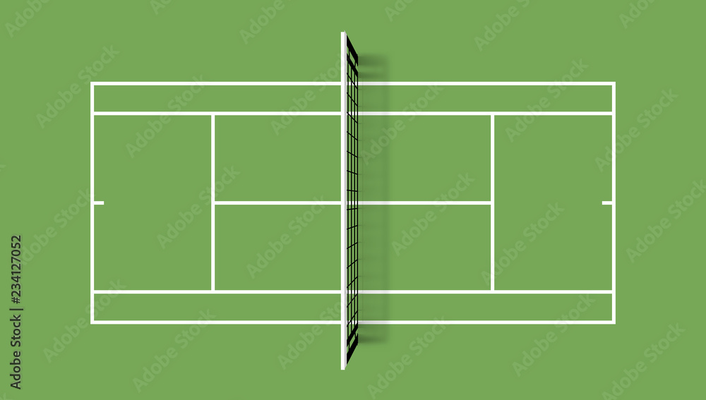Vecteur Stock Tennis court. Grass cover field. Top view vector illustration  with grid and shadow | Adobe Stock