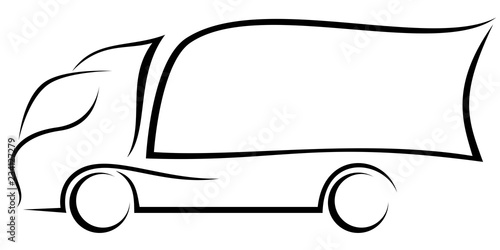 Dynamic vector illustration of a european truck with  two axles as a logo for a delivery compan
