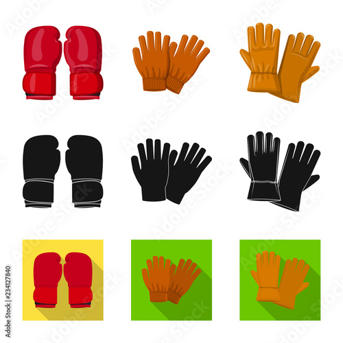 Isolated object of glove and winter symbol. Collection of glove and equipment stock vector illustration.