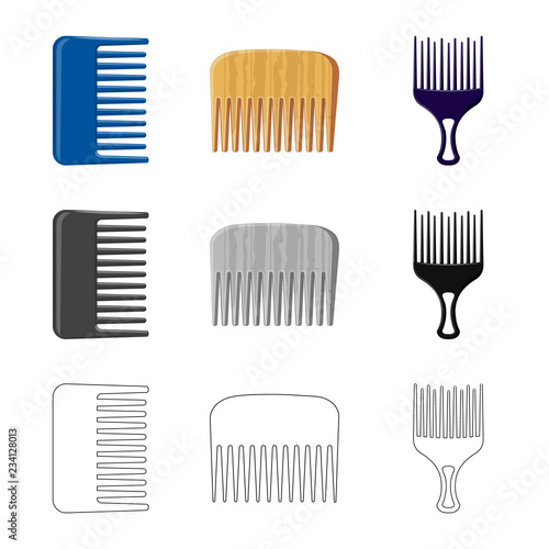 Vector illustration of brush and hair logo. Collection of brush and hairbrush stock vector illustration.
