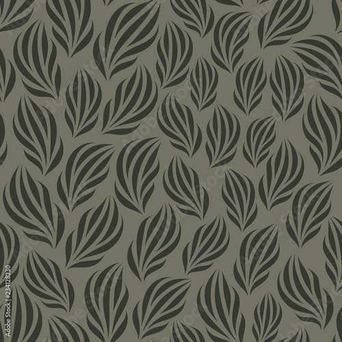 Seamless vector pattern with abstract floral elements scattered in ditsy style in monochrome gray colors