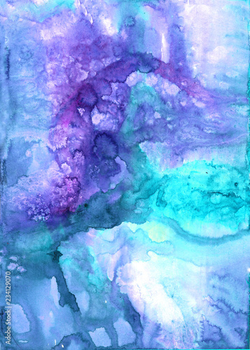 Tableau sur toile Hand drawn abstract ethereal artwork in acrylic paints style with smudges, veil