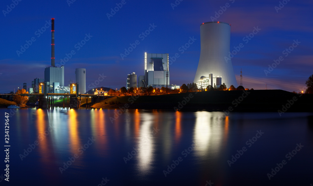 Naklejka premium Power Stations At Night Panorama