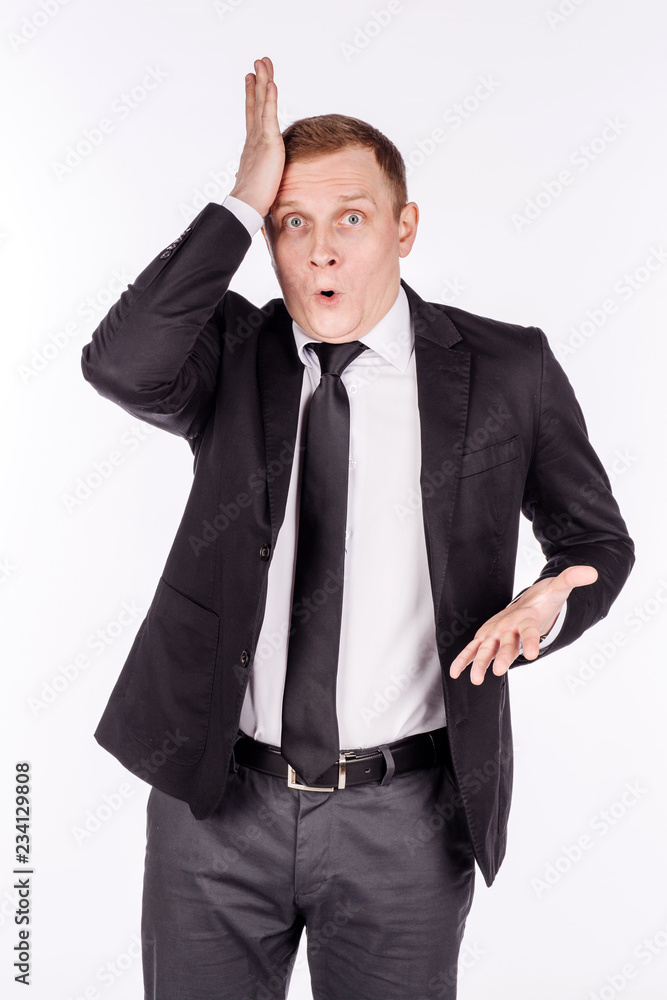 man in black suit. emotions, facial expressions, feelings, body language, signs. man in black suit. emotions, facial expressions, feelings, body language, signs.