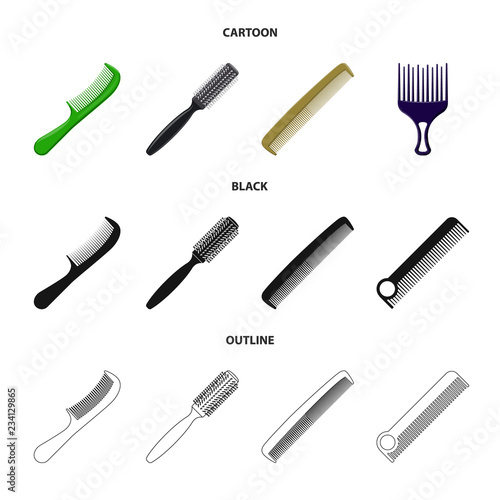 Isolated object of brush and hair icon. Collection of brush and hairbrush vector icon for stock.