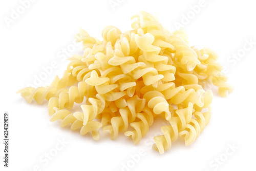 Heap of Fusilli Pasta isolated on white background photo