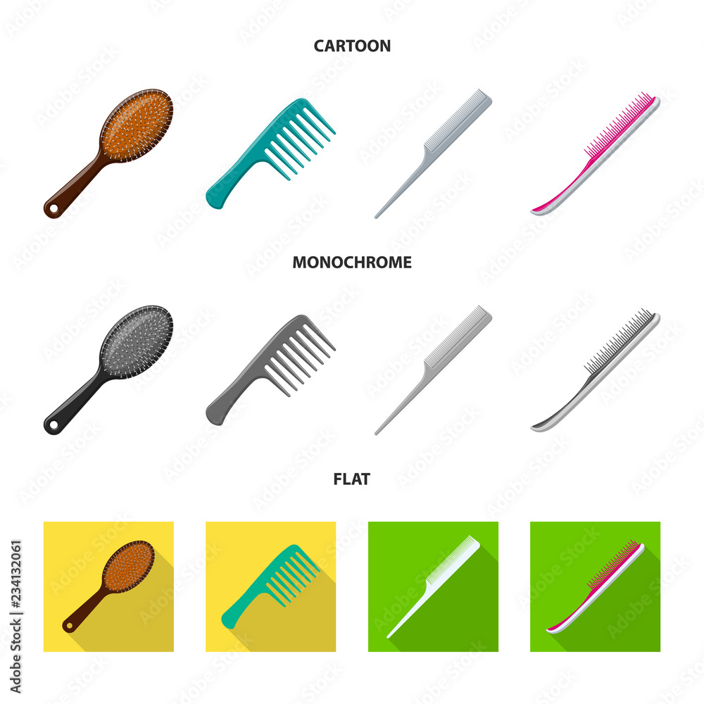 Isolated object of brush and hair icon. Collection of brush and hairbrush vector icon for stock. Isolated object of brush and hair icon. Collection of brush and hairbrush vector icon for stock.