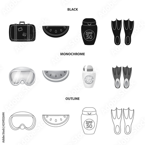 Isolated object of equipment and swimming logo. Collection of equipment and activity stock vector illustration.