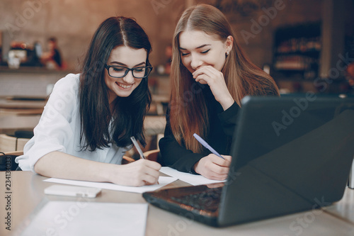 businesswoman in cafe