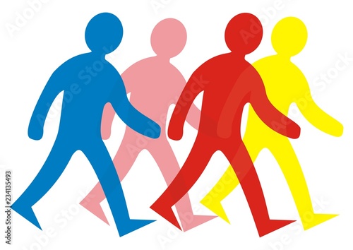 group of people walking, vector icon