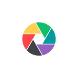 Vector shutter icon. Colorful camera symbol isolated.  Interface button. Element for design mobile app or website