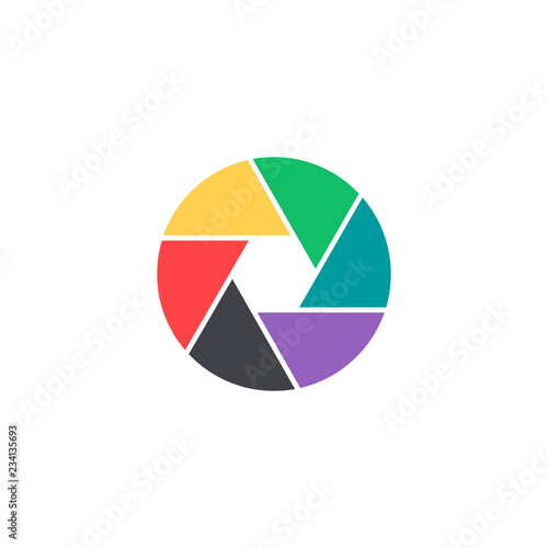 Vector shutter icon. Colorful camera symbol isolated.  Interface button. Element for design mobile app or website