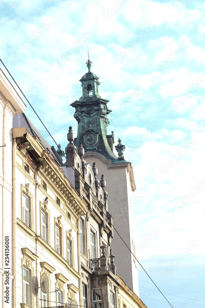 Meeting point Kronentor, crown gate detail at baroque sunny day blue sky background Meeting point Kronentor, crown gate detail at baroque sunny day blue sky background