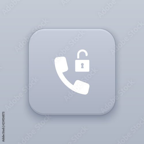 Call unlocked gray vector button with white icon