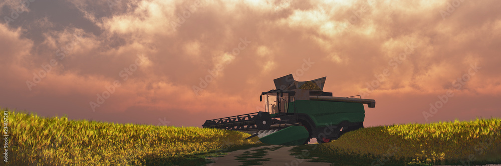 Fototapeta premium illustration of a tractor circulating