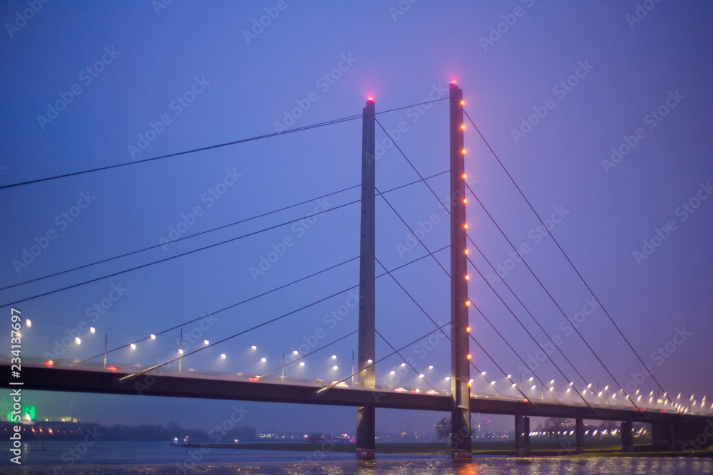 Oberkasseler Bridge in Dusseldorf. North Rhine-Westphalia, Germany.