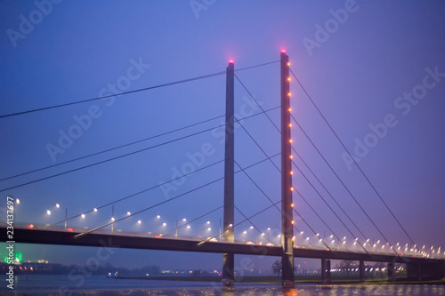 Oberkasseler Bridge in Dusseldorf. North Rhine-Westphalia, Germany.