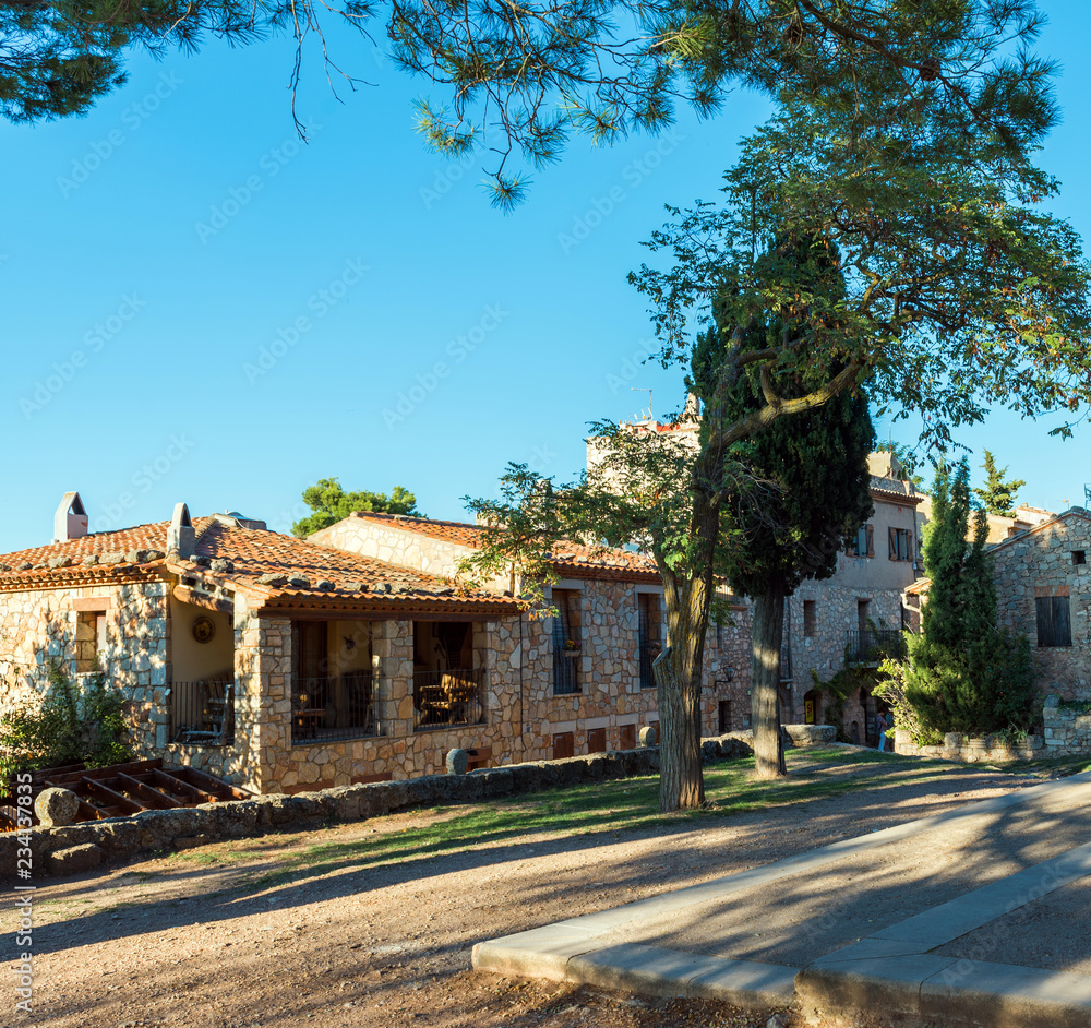 View of the buildings in the village Siurana, Tarragona, Catalunya, Spain.
