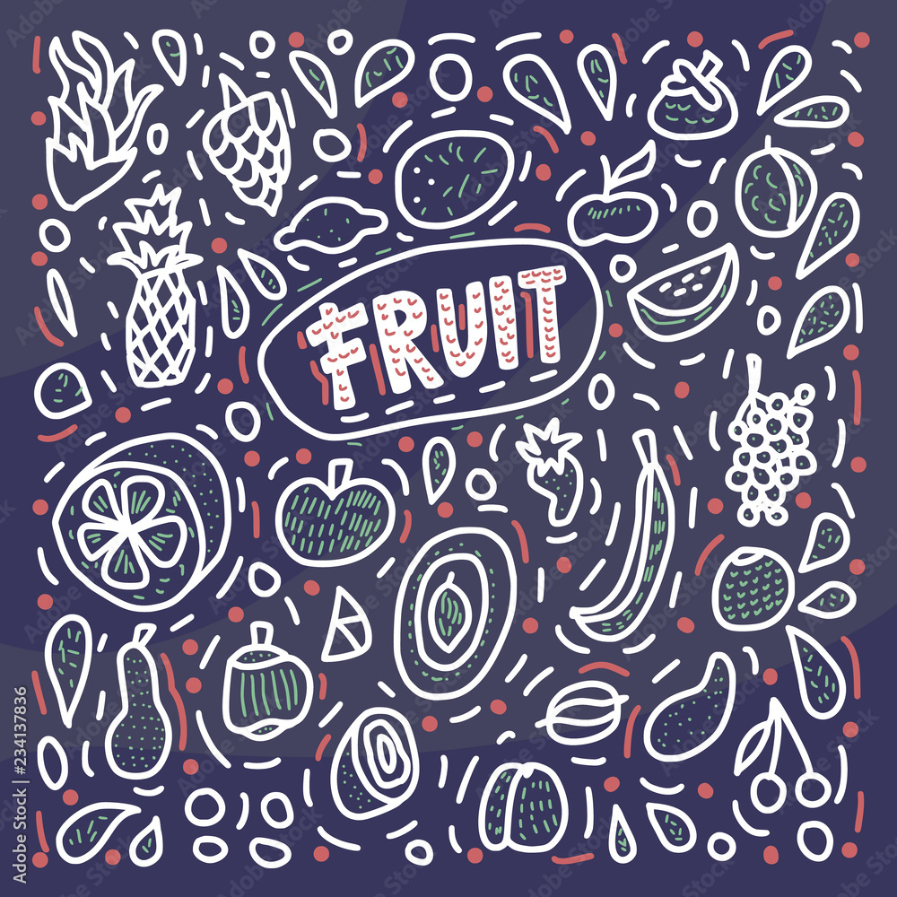 Naklejka premium Fruit vector concept in doodle style.