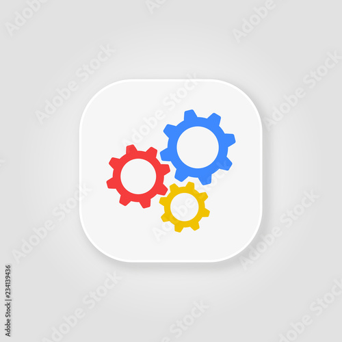 Gear logo flat icon on a gray background