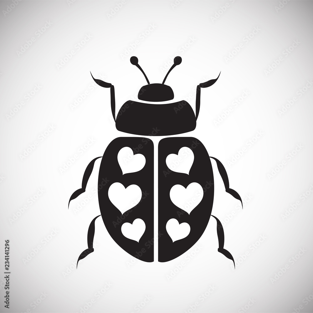 Lady bug with hearts on white background icon Lady bug with hearts on white background icon