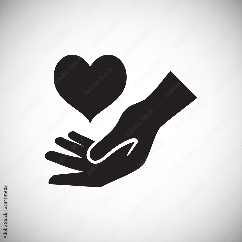 Heart gifting hand on white background icon Heart gifting hand on white background icon