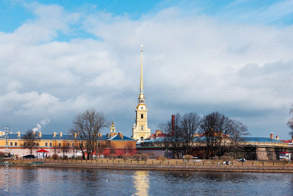 The Peter and Paul Cathedral in Saint-Petersburg, Russia. The Peter and Paul fortress.