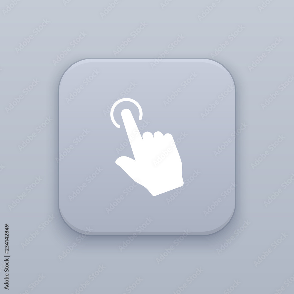 Gesture click, gray vector button with white icon Gesture click, gray vector button with white icon