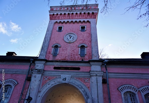 This pink tower is the main entrance to the sea fortress Suomenlinna photo