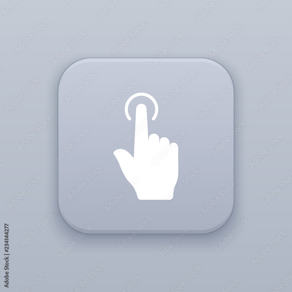 Gesture click, gray vector button with white icon Gesture click, gray vector button with white icon