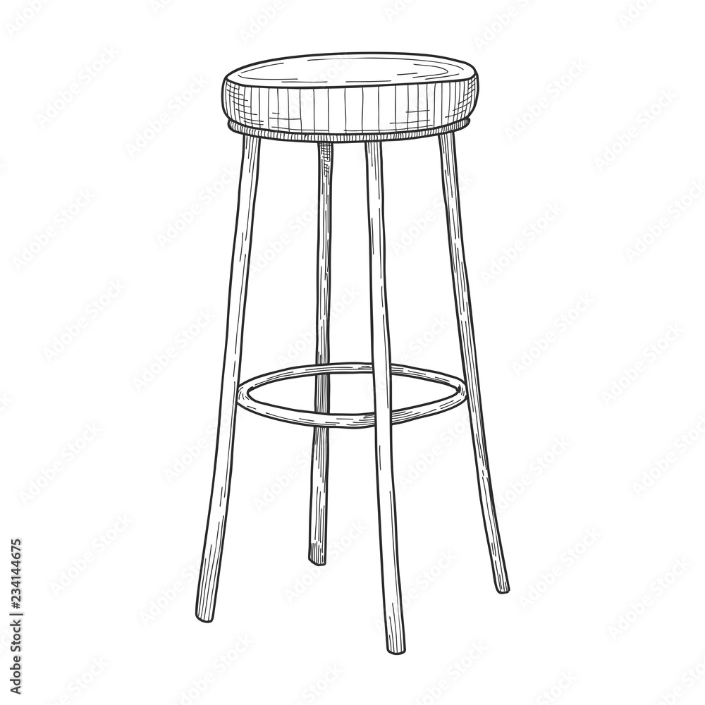 Sketch of bar chairs. High chair isolated on white background. Vector Sketch of bar chairs. High chair isolated on white background. Vector
