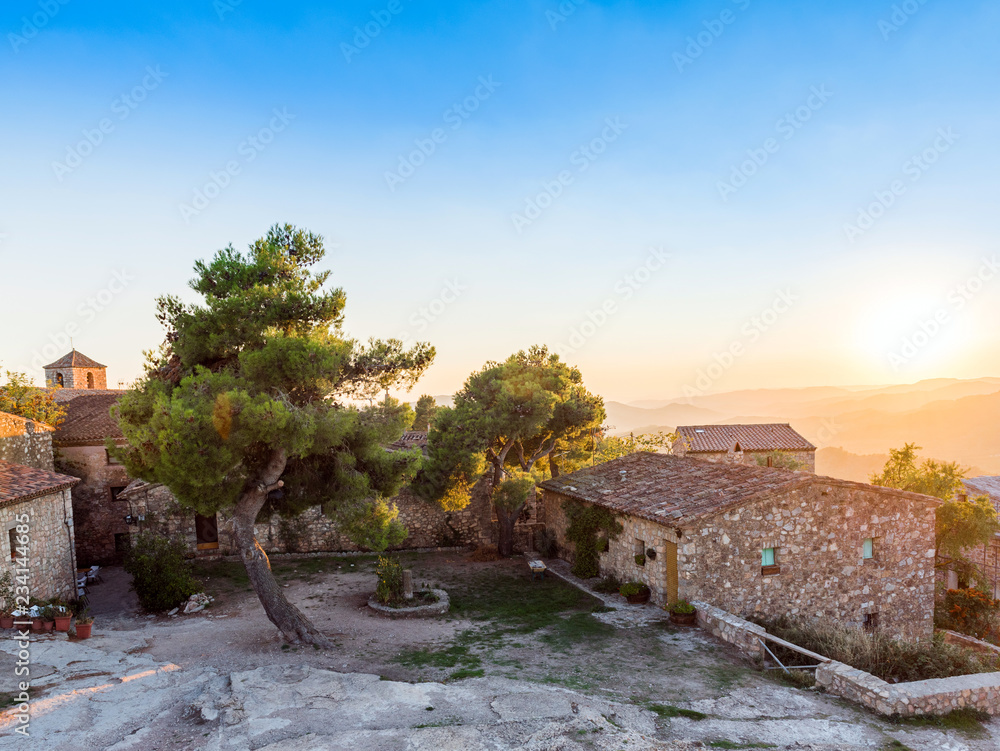 View of the buildings in the village Siurana, Tarragona, Catalunya, Spain. Copy space for text. View of the buildings in the village Siurana, Tarragona, Catalunya, Spain. Copy space for text.