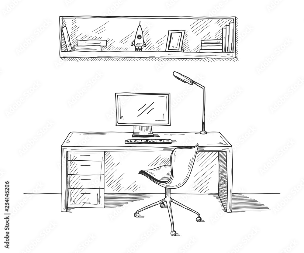 Workplace Drawing High-Res Vector Graphic - Getty Images