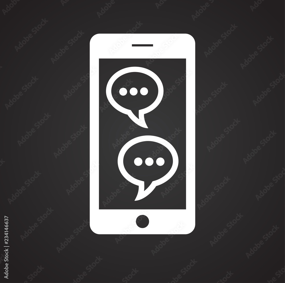Smartphone chat on black background icon