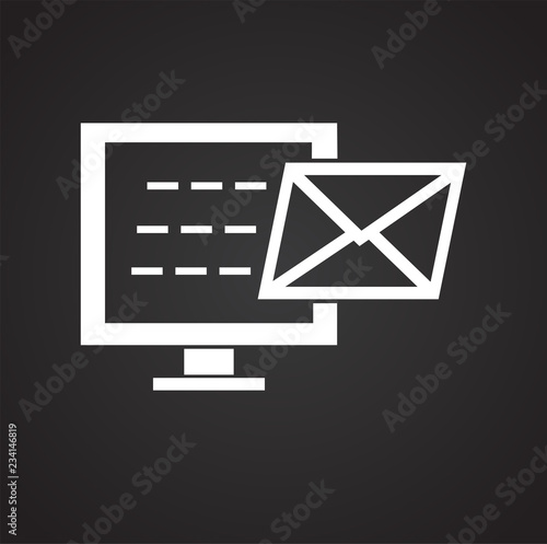 Mail sending on black background icon