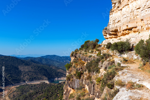 Rocky landscape in Siurana  Tarragona  Catalunya  Spain. Copy space for text.