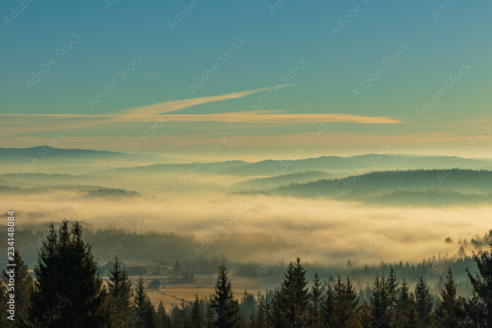 fogs in the valleys of the Tatra Mountains, Poland
