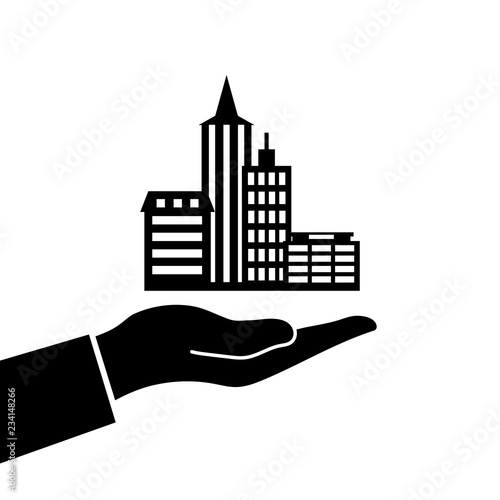 City houses in hand