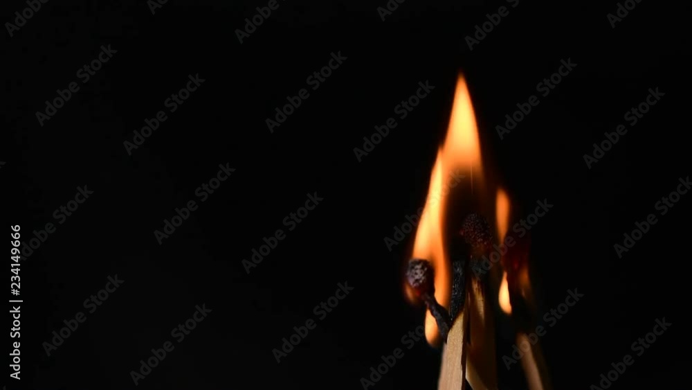 Fire matches burning in slow motion Fire matches burning in slow motion