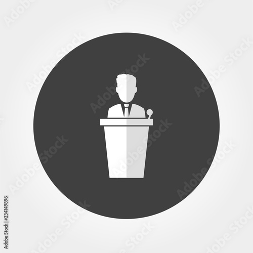 speaker icon. orator speaking from tribune vector illustration