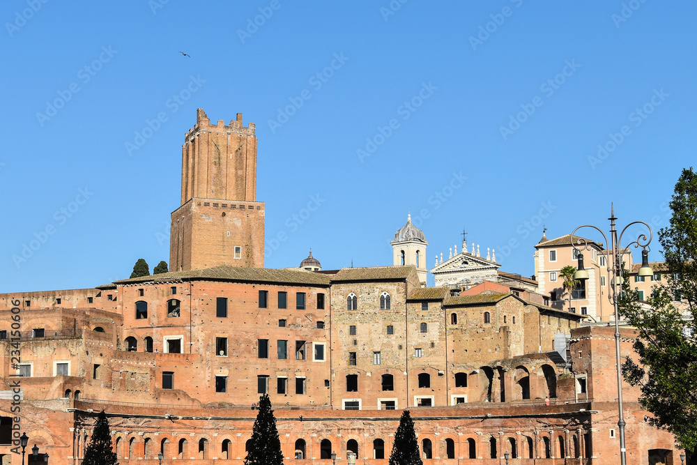 Roman Forum in Rome, Italy. Famous panorama with ancient architecture.