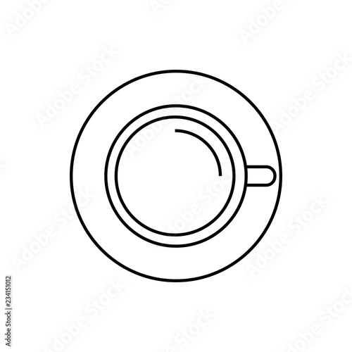 Coffee cup top view outline icon. linear style sign for mobile concept and web design. Tea cup and saucer simple line vector icon. Symbol, logo illustration. Pixel perfect vector graphics